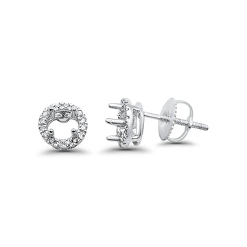 14K White Gold .17ct Round Diamond Earring Semi-Mount